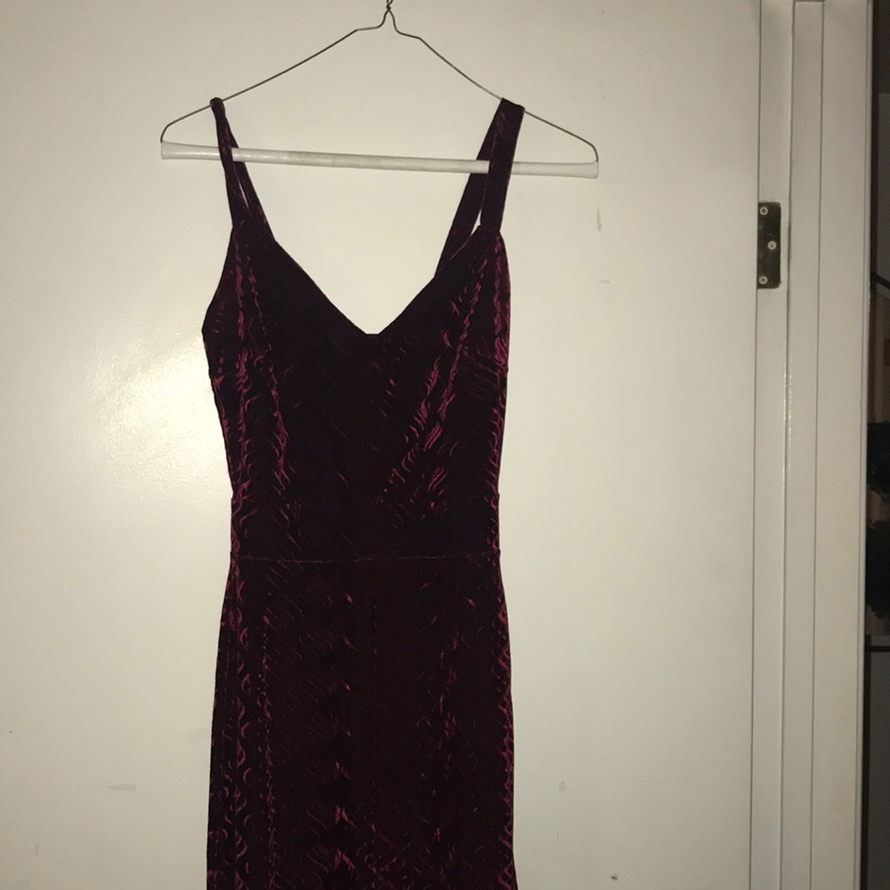 Velvet long Maroon dress with a slit